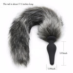 Cosplay Gray Wolf Tail Anal Plug Kit With Matching Ears - Silicone Butt Plug & Fluffy Faux Fur Tail Adult Fantasy Roleplay Sex Toys For Couples, Halloween Accessories, Furry Enthusiasts