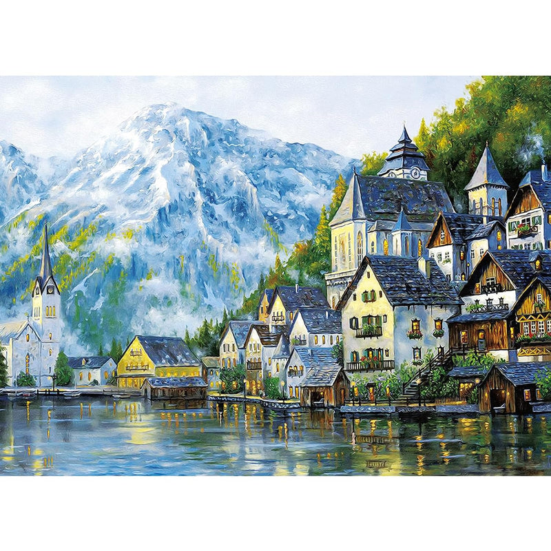 Jigsaw Puzzles 500 Pieces For Adults Lakeside Town Scenic Postcard Home Dec