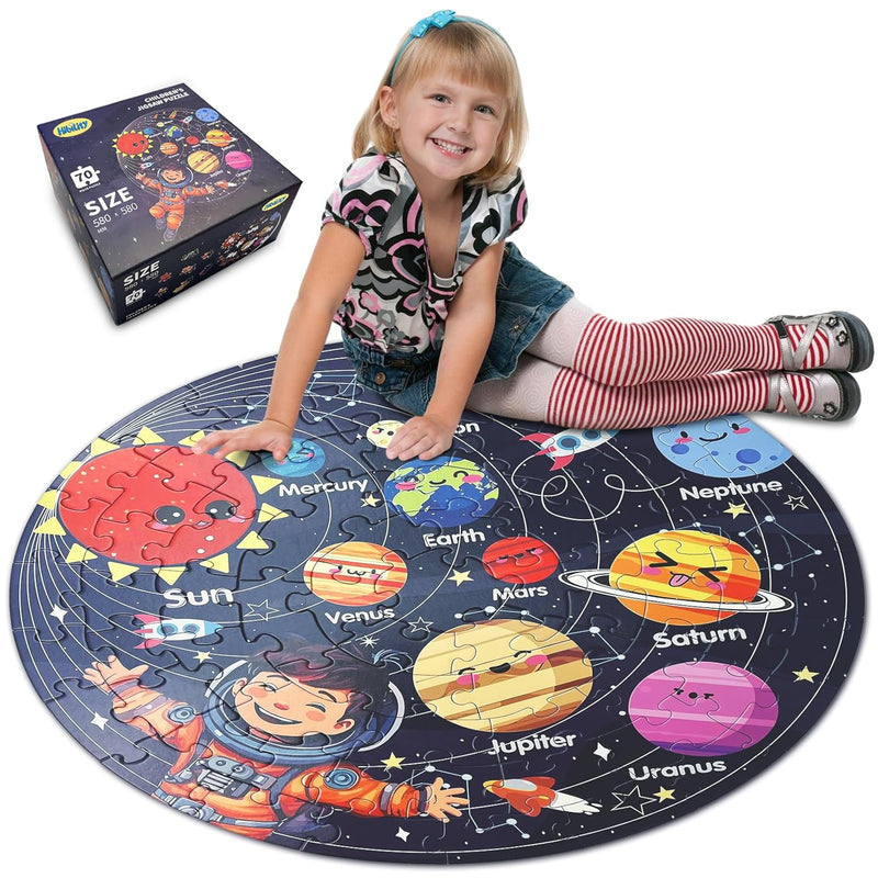 Large 70 Piece Round Floor Puzzles For Kids Ages 4 6, 3 5, 8 10, Large Jigs