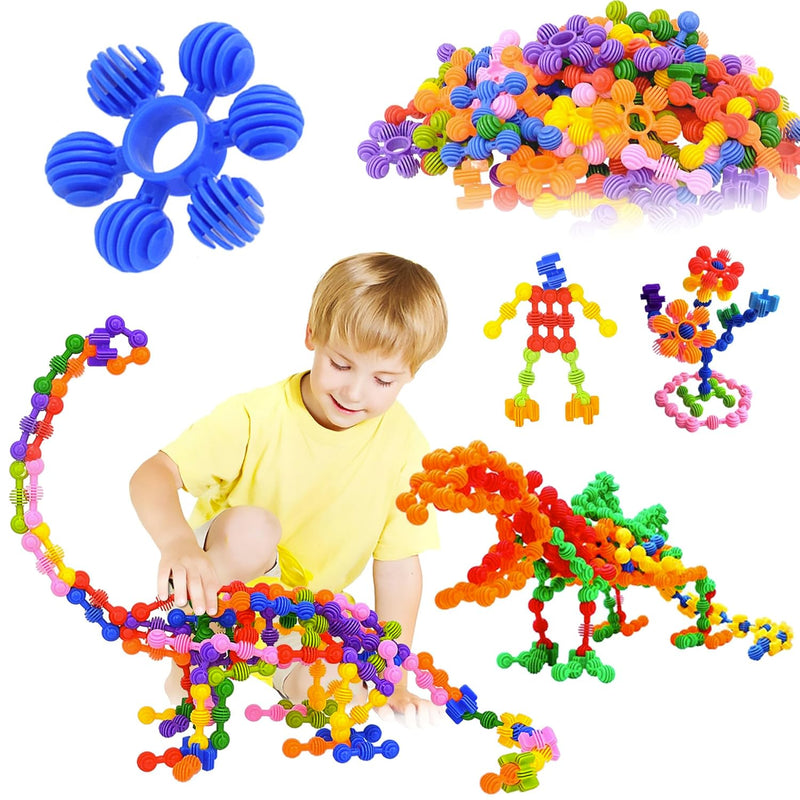 Kids Building Blocks Stem Toys, 120 Pcs Plastic Gear Interlocking Sets That