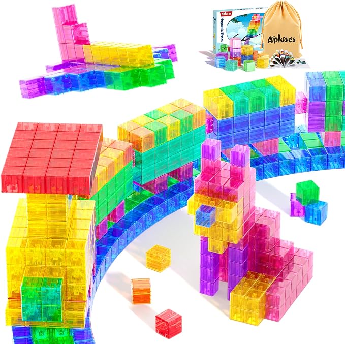45-Piece Transparent Magnetic Building Cubes for Kids Ages 3+