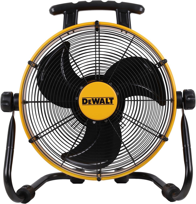 DXF1840 Floor Fan, Industrial Fan, 18 Inch High Velocity Fan with 3-Speed Heavy Duty Air Circulator and 180 Adjustable Tilt, Large Electric Metal Rotating Garage Fan, Drum Fan for Work, Yellow
