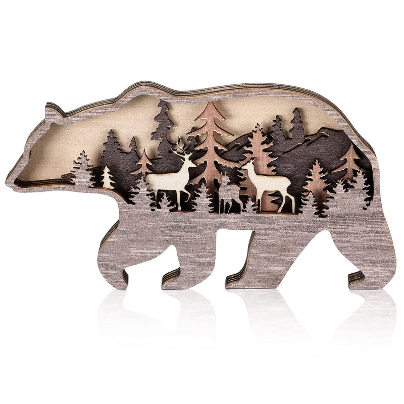 Forest Animal Rustic Wall Art Decor Wooden Farmhouse Wall Decoration Wooden An