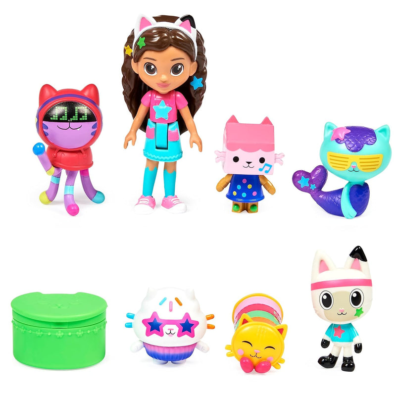 Gabby’s Dollhouse, Dance Party Theme Figure Set with a Gabby Doll, 6 Cat To