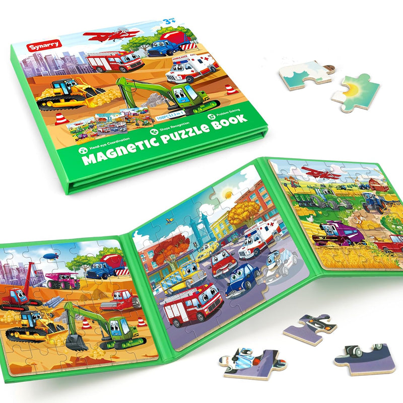Vehicle Theme Magnetic Puzzles For Toddlers 3 5, 36 Pieces Travel Puzzles F