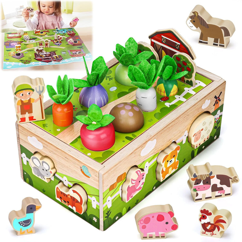 Montessori Wooden Sensory Toddler Toys: Toy For 1 Year Old Boys Girls Birth