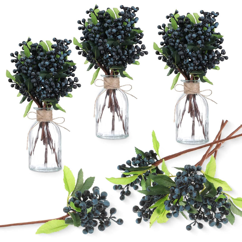 30 Pcs Artificial Flowers Bulk,Faux Berry Stems Picks With Green Leaves,9.8 In