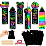 96Pcs Welcome Back to School Scratch Art Bookmarks Crafts Kit for Kids