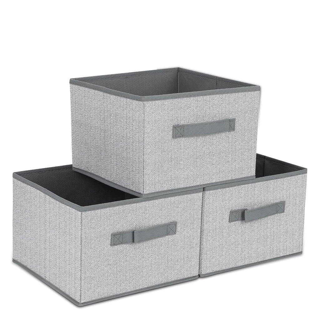 Fabric Bins [3-Pack], Foldable Cube Baskets Storage Boxes For Shelves ...