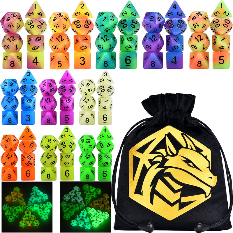 Glow In The Dark Dnd Dice Set 11 X 7 Polyhedral Dice (77Pcs) For Dungeons A