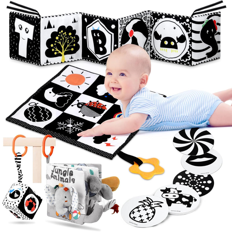 5 In 1 Black And White High Contrast Baby Toys 0 3 Months For Newborn, Tumm