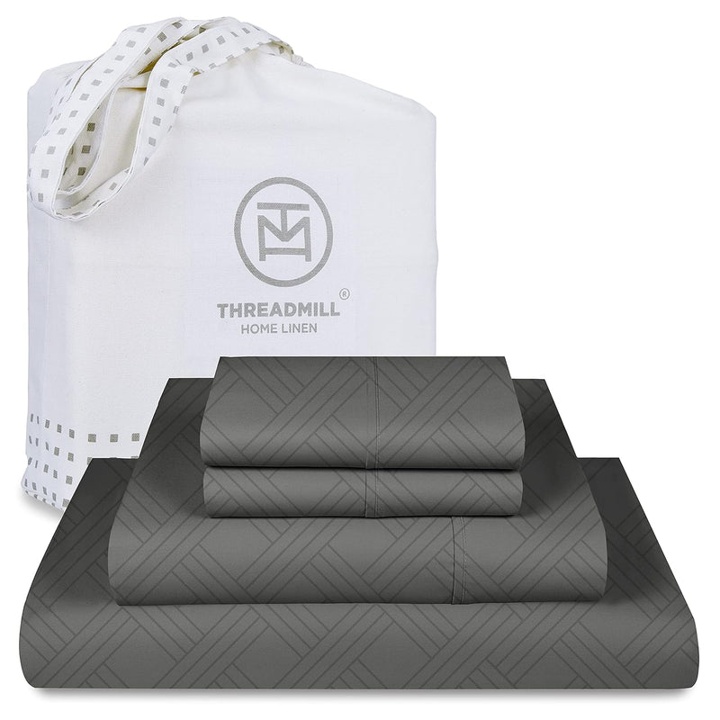 Luxury 100% Cotton Full Bed-Sheets - 800 Thread Count Jacquard Celine Dark Gre