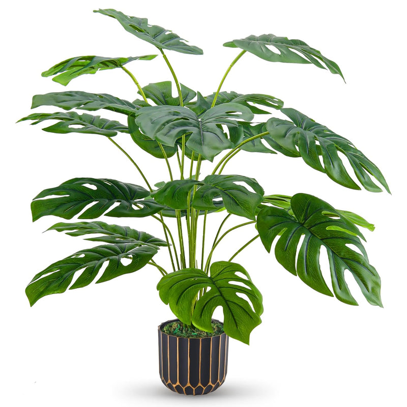 28'' Fake Plants Tall Artificial Monstera Faux Plants Indoor For Living Room H