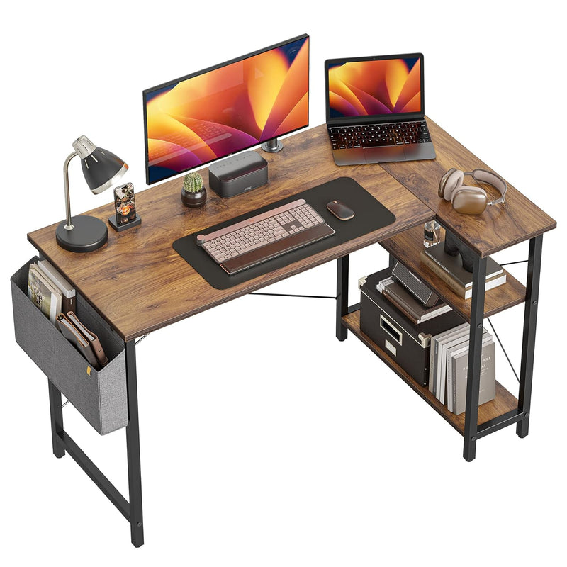 40 Inch Small L Shaped Computer Desk With Storage Shelves Home Office Corner D