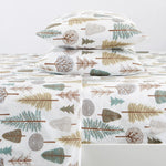 4-Piece Lodge Printed Ultra-Soft Microfiber Sheet Set. Beautiful Patterns Drawn From Nature, Comfortable, All-Season Bed Sheets. (Queen, Forest Trail)