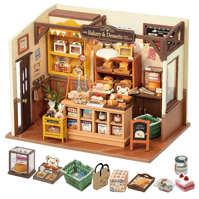Rolife DIY Miniature Doll House Kit, Build Becka's Bakery Diorama House Bui