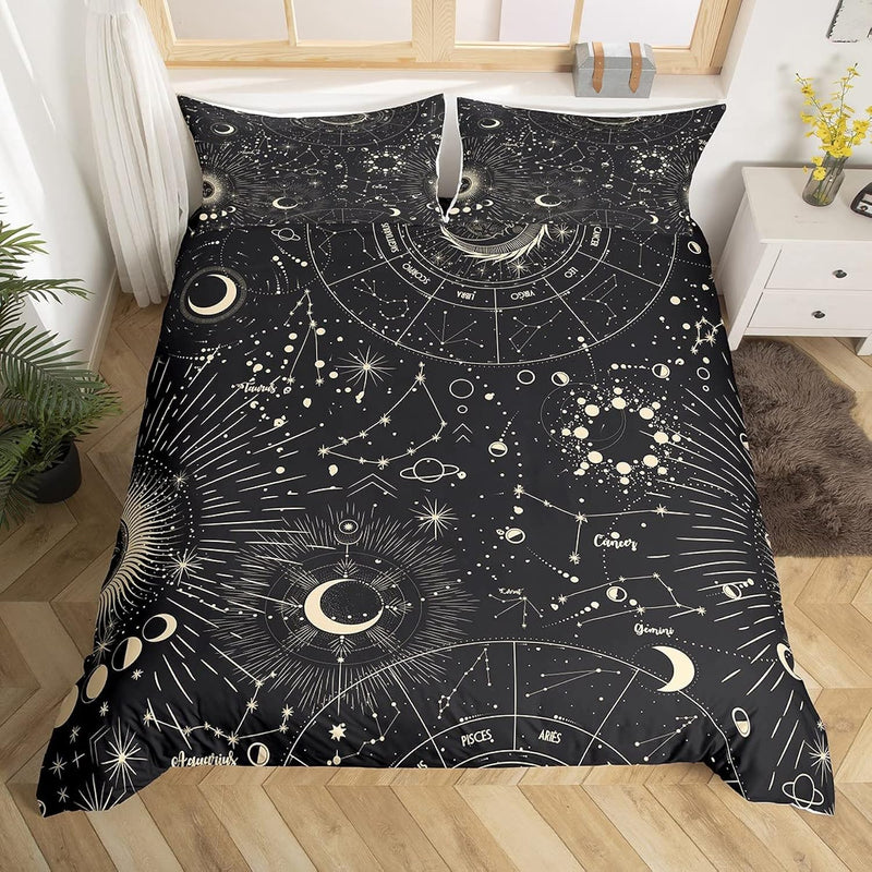 Sun And Moon Duvet Cover Boho Exotic Bedding Set Galaxy Astrology Comforter Co