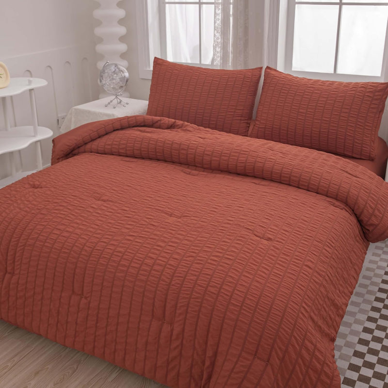 Burnt Orange Comforter Set Queen,Queen Sized Comforter Bedding Set, Burnt Oran