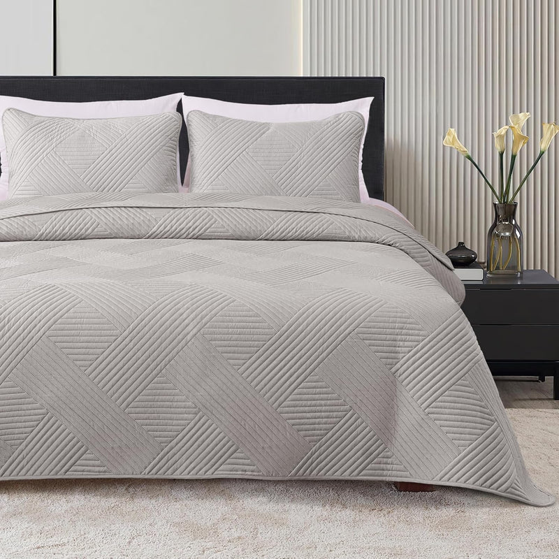 Queen Quilt Set, Soft Lightweight Quilts Bedspreads Coverlet With Embossed Pat