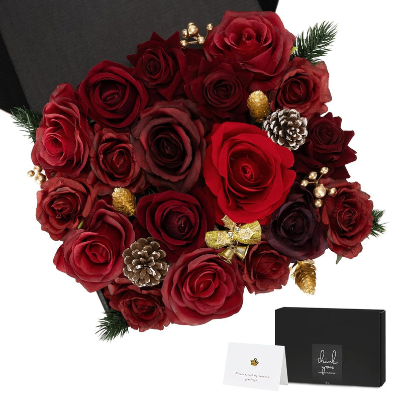 Artificial Flowers For Christmas Tree Decorations | Fake Rose W/T Stem 32Pcs,