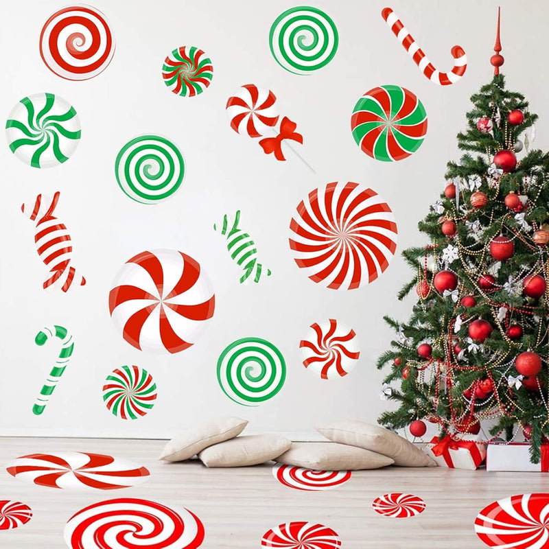 81 Pcs Christmas Candy Decals Christmas Wall Stickers Decorations Christmas Ca