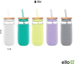 Devon 18oz Glass Tumbler with Straw, Friction Fit Bamboo Wood Lid and Silicone Sleeve | Perfect for Iced Coffee, Tea, Matcha and Smoothies