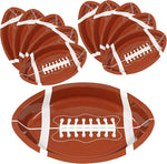 Football Serving Trays | 10 Pcs Plastic Football Snack Trays | Game Day Football Serveware | Tailgate Party Serving Platter | Football Party Decorations | Reusable Big Game Chip Trays