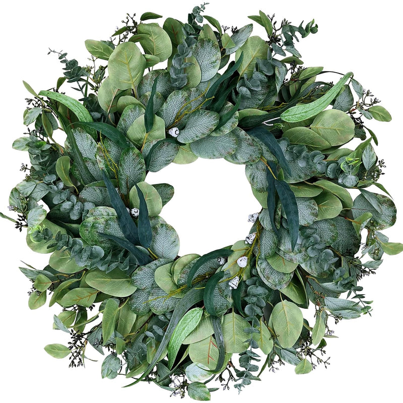 26 Inch Artificial Eucalyptus Wreaths For Front Door For All Seasons,Spring Su