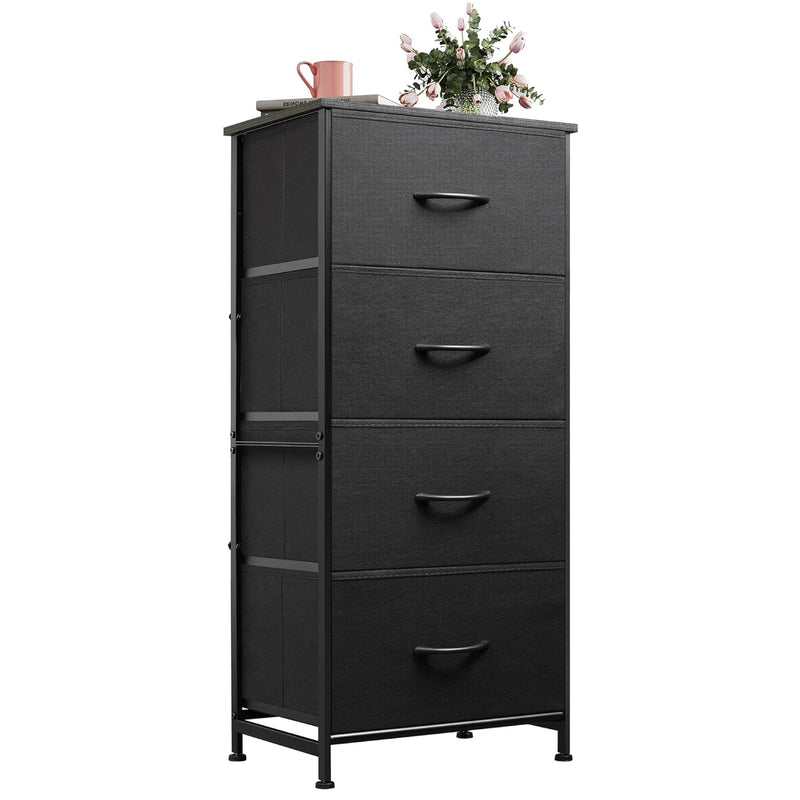 Dresser With 4 Drawers, Fabric Storage Tower, Organizer Unit For Bedroom, Hall