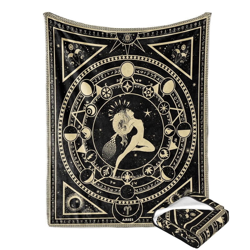 Aries Zodiac Blanket, Aries Zodiac Gifts For Women Moon Constellation Throw Bl