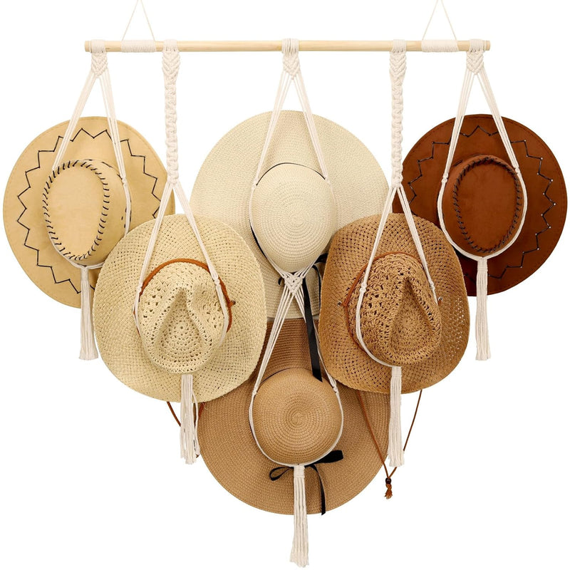 Macrame Hat Hangers Boho Hat Rack For Wall Hat Holder Display Organizer Bobo Han