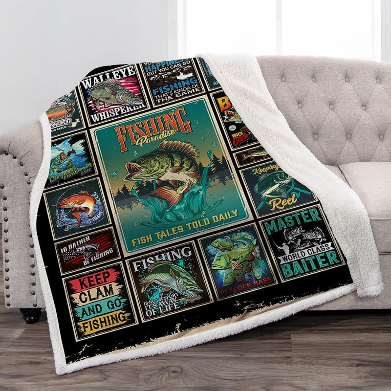 Fishing Blanket Gifts For Men Dad Grandpa Boys Kids Christmas Valentines Birth