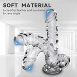 9 Inch Realistic Dildo - Clear, Silicone, Suction Cup, Hands-Free, for G-Spot &amp; Anal Stimulation, for Women, Men, Beginners &amp; Couples