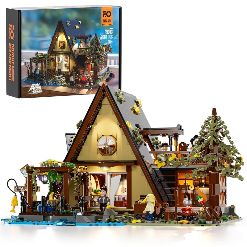 A Frame Cabin Lighting Building Bricks Set 2061 Pcs Adult Construction Buil