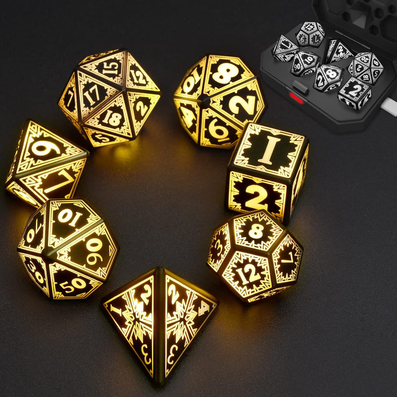 Rechargable Dnd Dice Set, Light Up Dice, 7Pcs Glowing Led Dice Electronic D