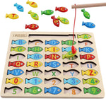 Magnetic Wooden Fishing Game with ABC Letters & Numbers for Ages 3+