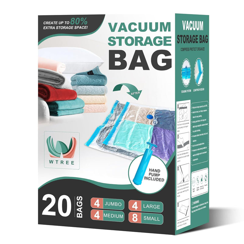 20 Pack Vacuum Storage Bags, Space Saver Bags, Vacuum Sealed Bags For Comforters