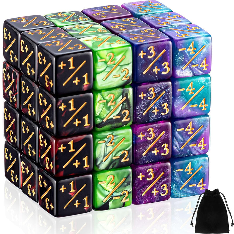Sumind 48 Pieces MTG Dice Counters Token Dice Glitter D6 Dice Cube Loyalty