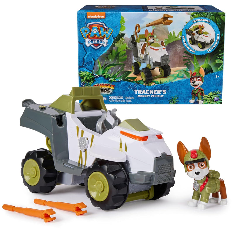Paw Patrol Jungle Pups, Tracker’s Monkey Vehicle, Toy Truck with Collectibl