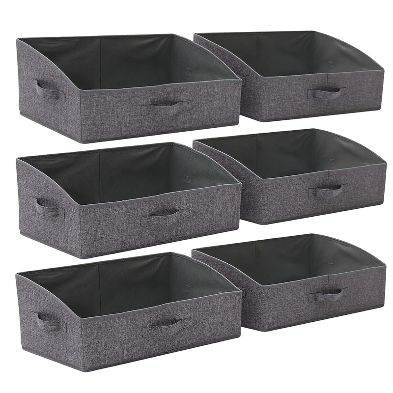 6 Pack Trapezoid Large Foldable Closet Storage Bins With Handle, Fabric Storage