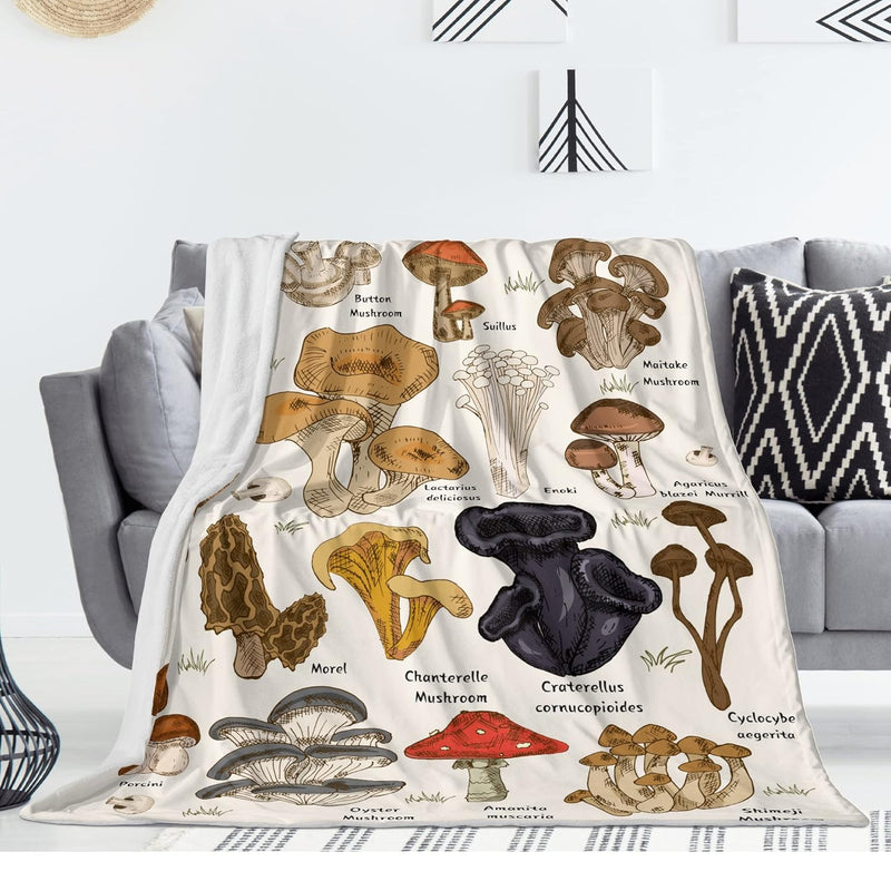 Mushroom Blanket Soft Flannel Fleece Botanical Plush Throw Blanket For Bed Cou