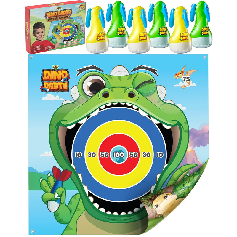 YoYa Toys Dinosaur Inflatable Lawn Darts Game for Kids & Adults | Double-Si