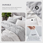 White Queen Comforter Set - 7 Pieces Reversible White Bed Set , Bedding Set White With Comforters, Sheets, Pillowcases & Shams, White Bed In A Bag