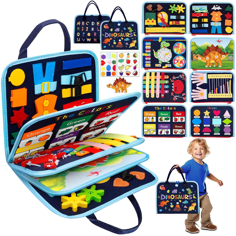 Busy Board Montessori Toys For 3 4 5 6 Year Old, 9 In 1 Busy Book For Toddl