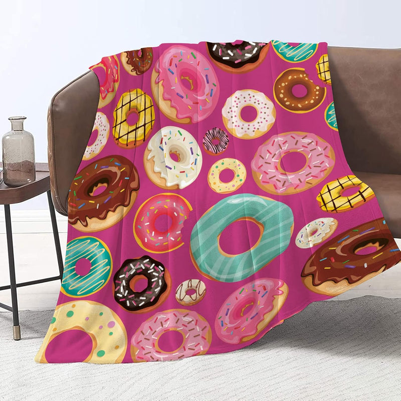 Donut Throw Blanket For Girls Pink Chocolate Donuts Blanket Food Blanket For K