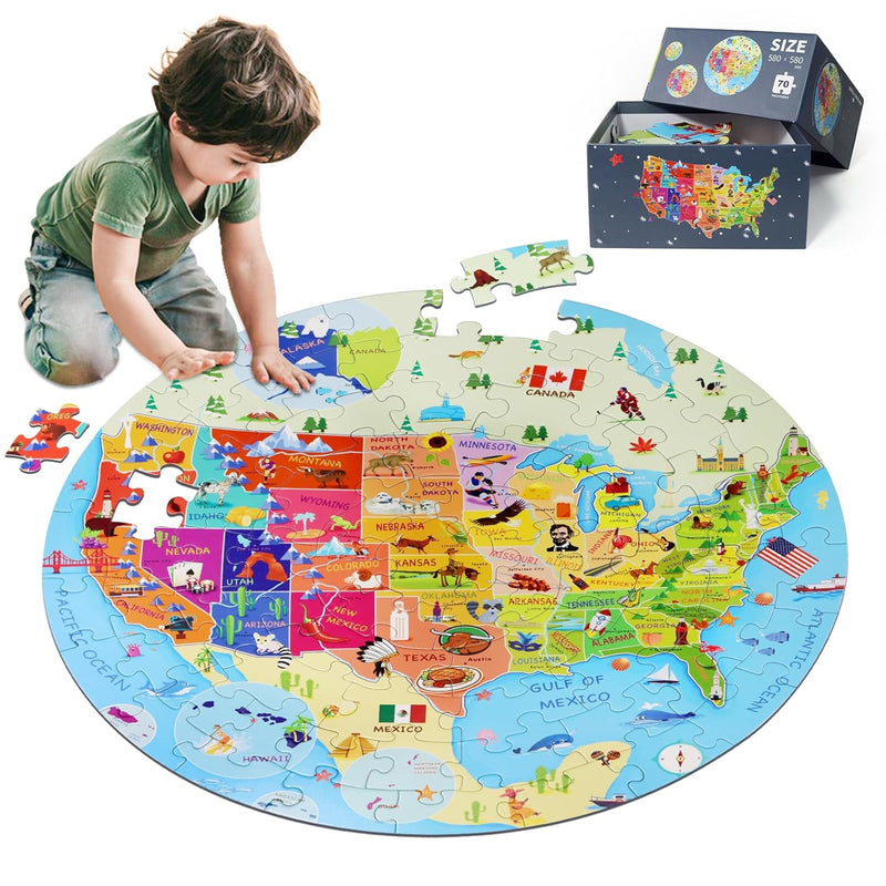United States Puzzle 70 Pieces Usa Map Floor Jigsaw Puzzles For Kids Ages 4