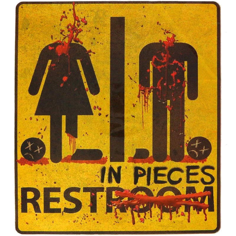 Bloody Restroom Sign Sticker - Halloween, Haunted House And Horror Themed Part