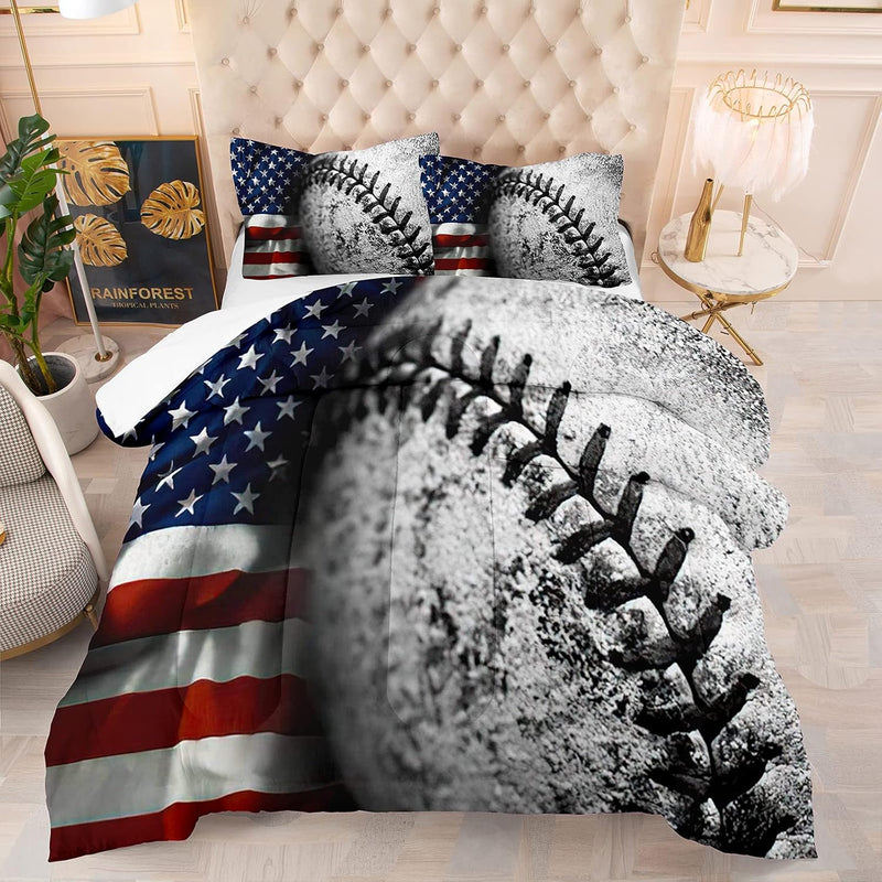 Boys Comforter Set Full,Baseball Sports Bedding Comforter Set Full For Kids,Am