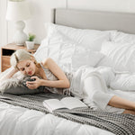 California King Comforter Set - Cal King Bed Set 7 Pieces, Pinch Pleat White Cali King Bedding Set With Comforter, Sheets, Pillowcases & Shams