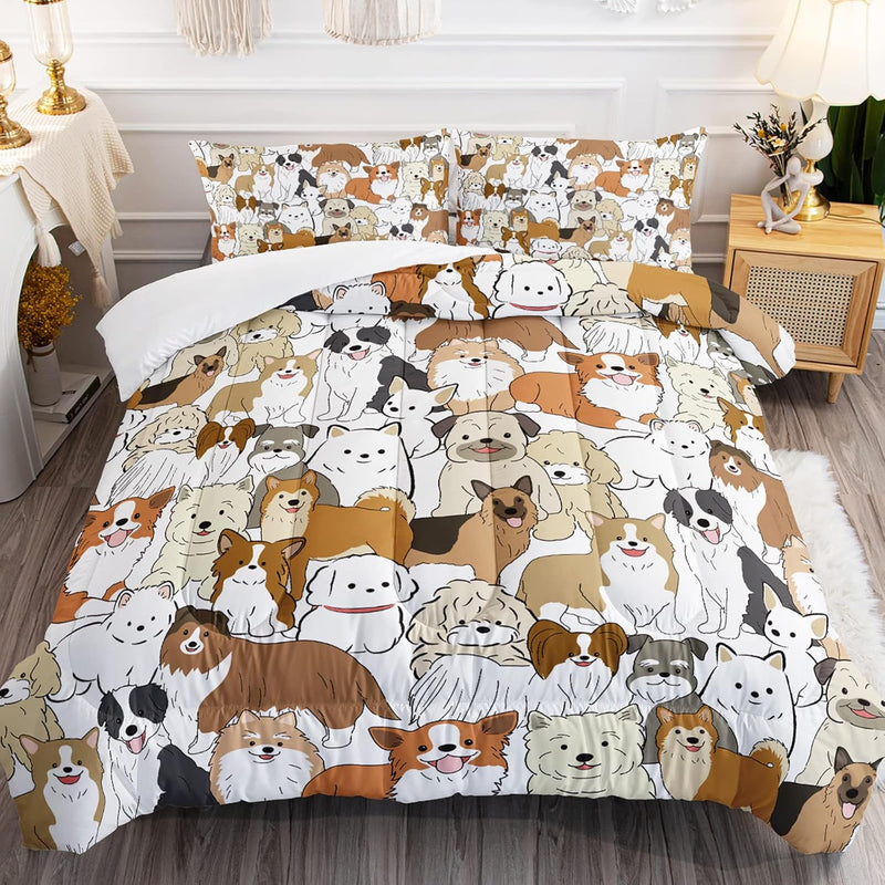Dog Comforter Set Kids Pug Retriever Corgi Dog Bedding Sets With Comforter Wat